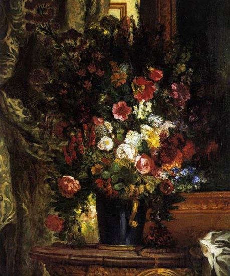 Eugene Delacroix A Vase of Flowers on a Console Spain oil painting art